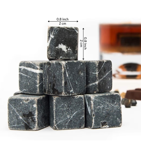 Whiskey Stones, NEW Barware, Gift Box & Storage Bag, Marble Reusable Ice, Father - Picture 10 of 11
